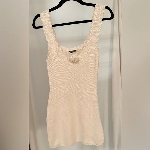 NEW Wild Fable Rosette Crochet Mini Dress Ivory 100% cotton - Picture 5 of 10